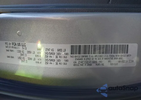 2020 Chrysler Pacifica 35Th Anniversary Touring L Plus from USA, damaged, VIN 2C4RC1EG2LR116899